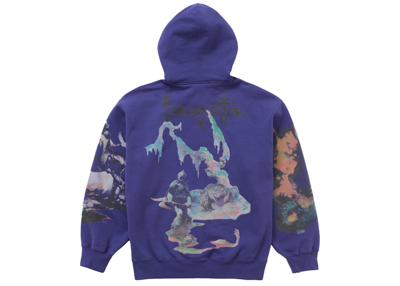 Supreme Frazetta Zip Up Hooded Sweatshirt Washed Navy