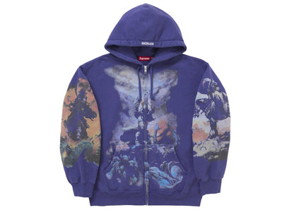 Supreme Frazetta Zip Up Hooded Sweatshirt Washed Navy