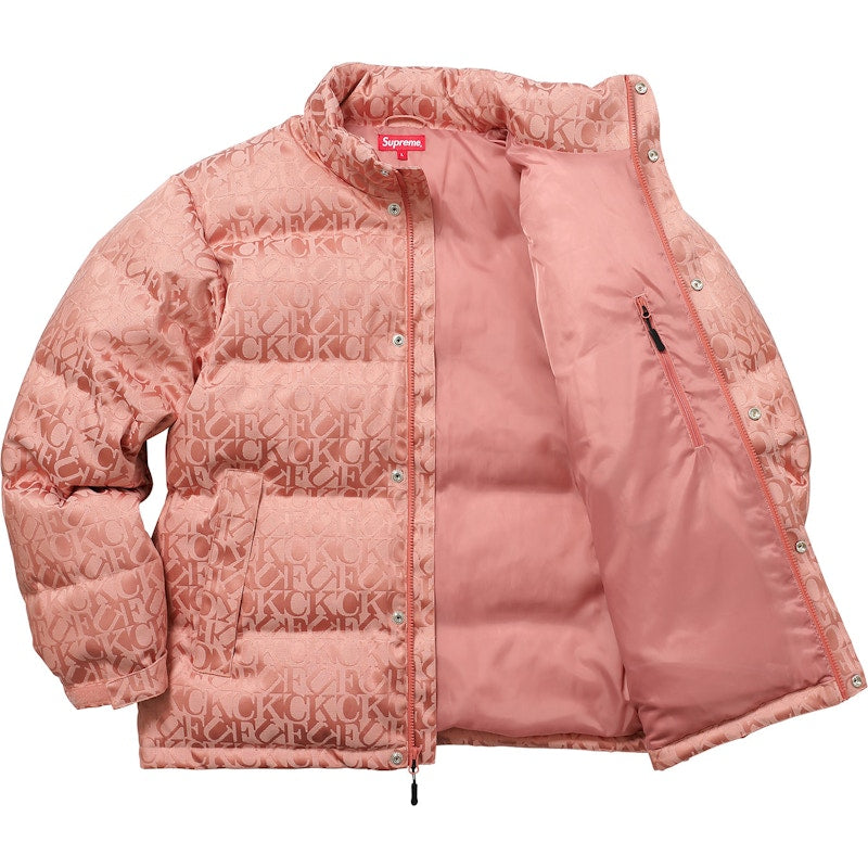 Supreme Fuck Jacquard Puffy Jacket Pink