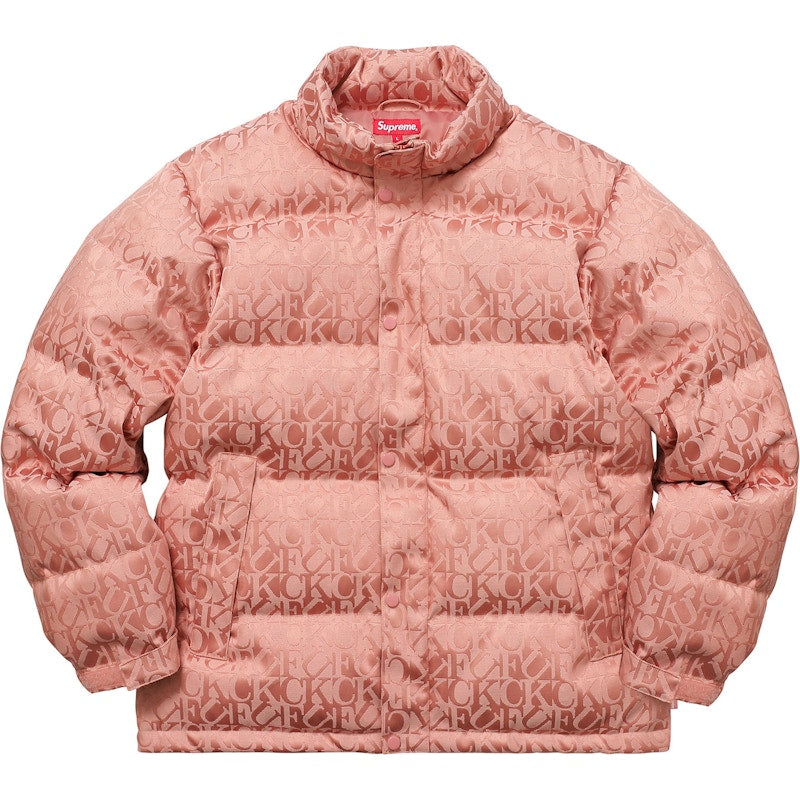 Supreme Fuck Jacquard Puffy Jacket Pink