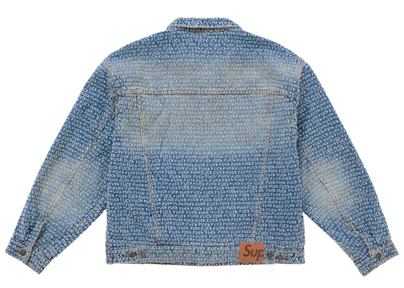 Supreme Fuck Stitch Denim Trucker Jacket Blue
