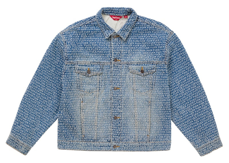 Supreme Fuck Stitch Denim Trucker Jacket Blue