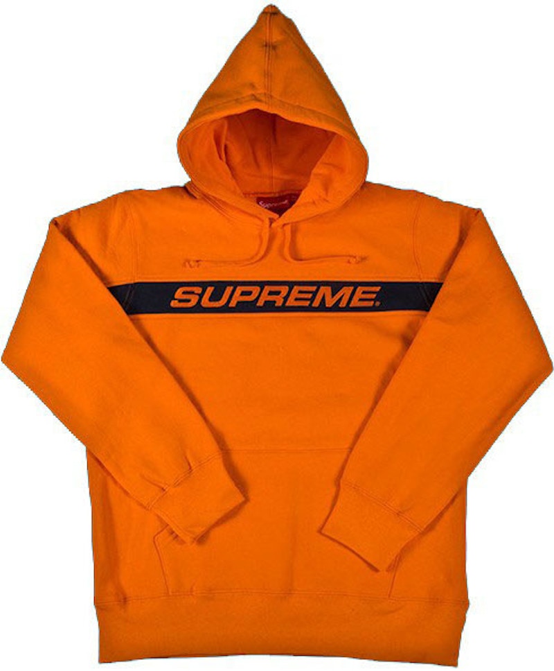 Supreme Full Stripe Hooded Sweatshirt Orange