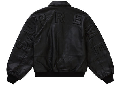 Supreme GORE-TEX Infinium WINDSTOPPER Leather Varsity Jacket Black