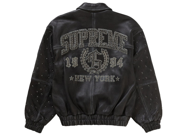 Supreme Gem Studded Leather Jacket Black