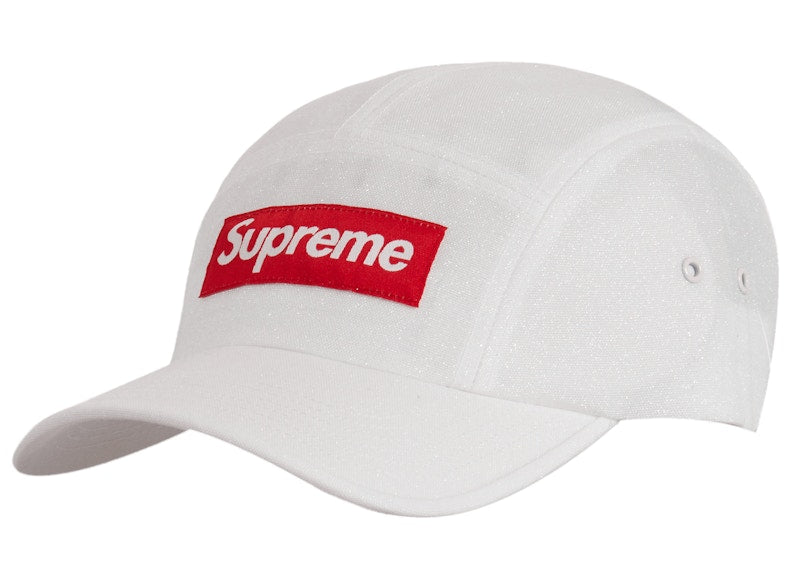Supreme Glitter Cordura Camp Cap White