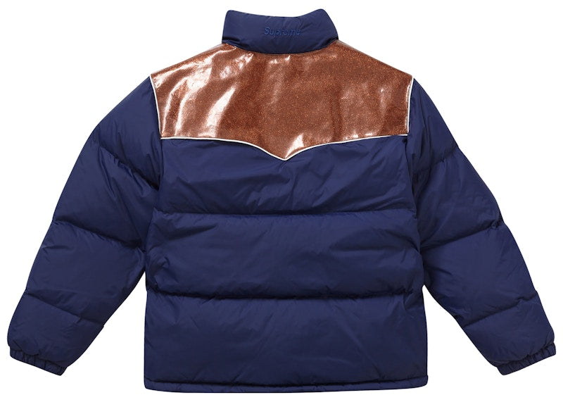 Supreme Glitter Yoke Down Puffer Jacket Navy