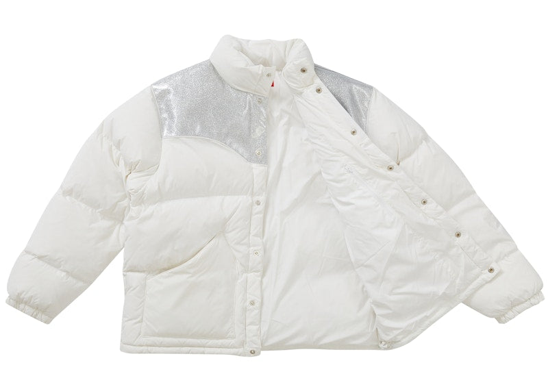 Supreme Glitter Yoke Down Puffer Jacket White