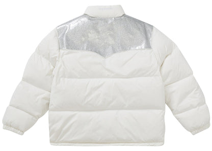 Supreme Glitter Yoke Down Puffer Jacket White