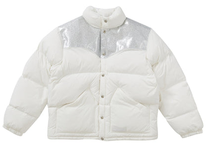Supreme Glitter Yoke Down Puffer Jacket White