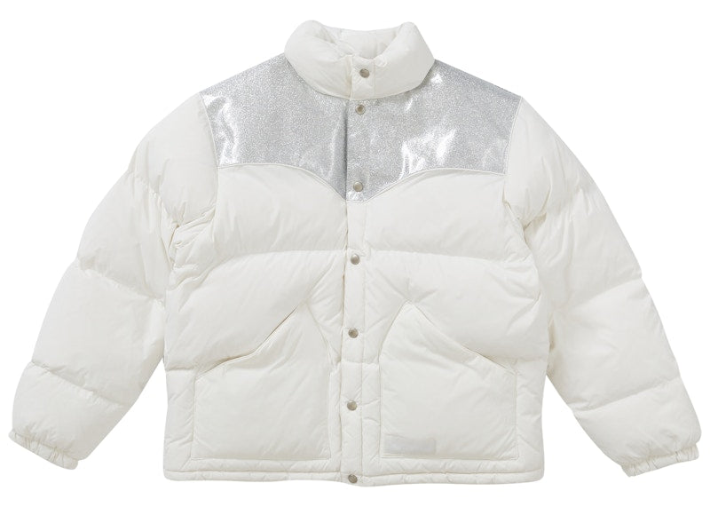 Supreme Glitter Yoke Down Puffer Jacket White