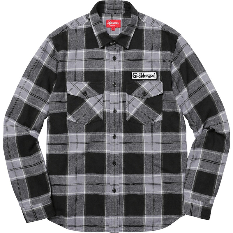 Supreme God Bless Plaid Flannel Shirt Black