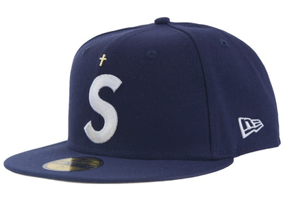 Supreme Gold Cross S Logo New Era Fitted Hat Light Navy