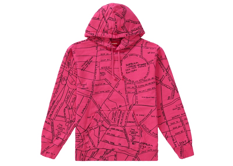Supreme Gonz Embroidered Map Hooded Sweatshirt Magenta