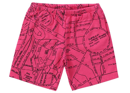 Supreme Gonz Embroidered Map Sweatshort Magenta