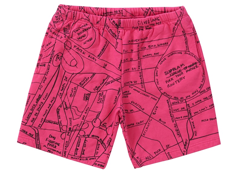 Supreme Gonz Embroidered Map Sweatshort Magenta