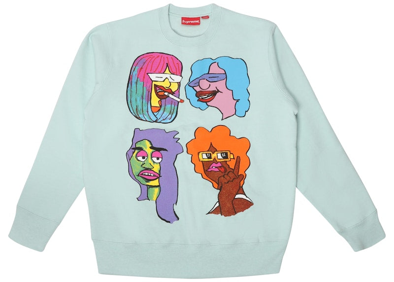 Supreme Gonz Heads Crewneck Ice Blue
