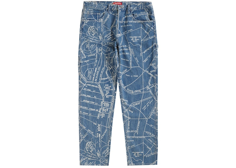 Supreme Gonz Map Denim Painter Pant Washed Blue