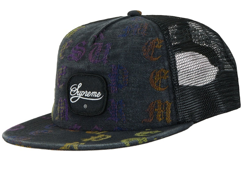 Supreme Gradient Jacquard Denim Mesh Back 5-Panel Black