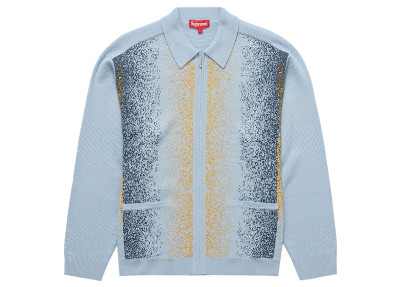 Supreme Gradient Stripe Zip Up Cardigan Light Slate