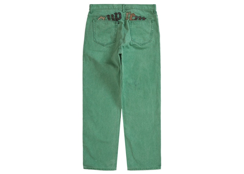 Supreme Great China Wall Canvas 5-Pocket Jean Washed Green