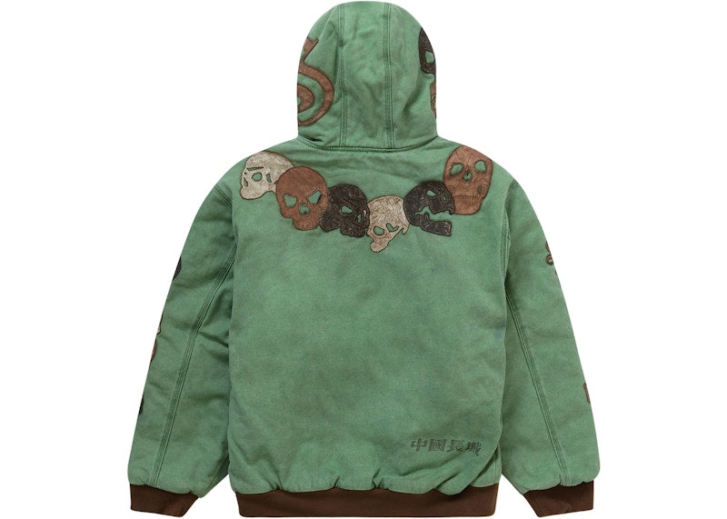 Supreme Great China Wall Hooded Work Jacket Washed Green