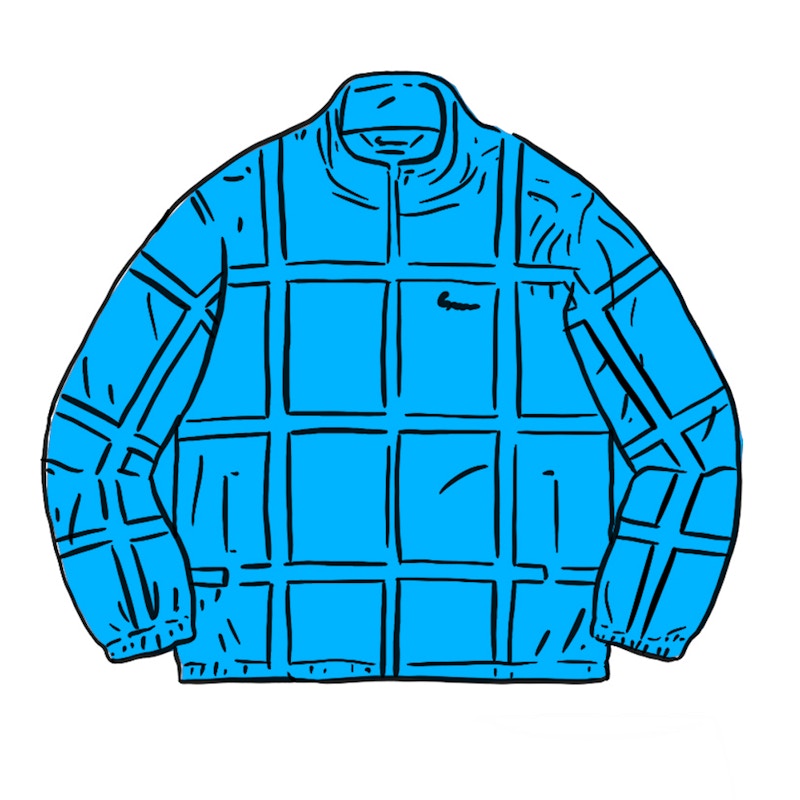 Supreme Grid Taping Velour Jacket Blue