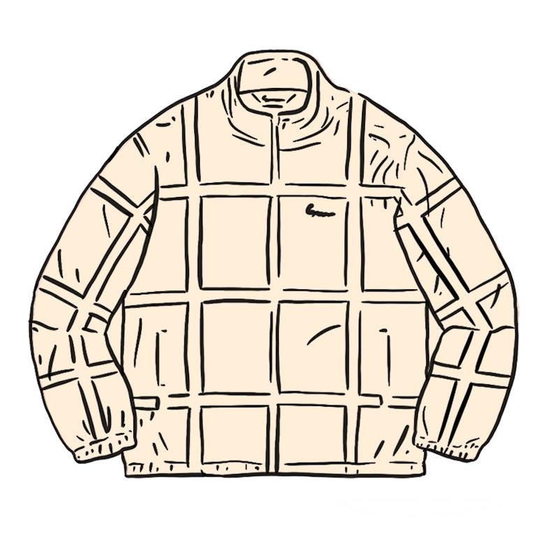 Supreme Grid Taping Velour Jacket Off White
