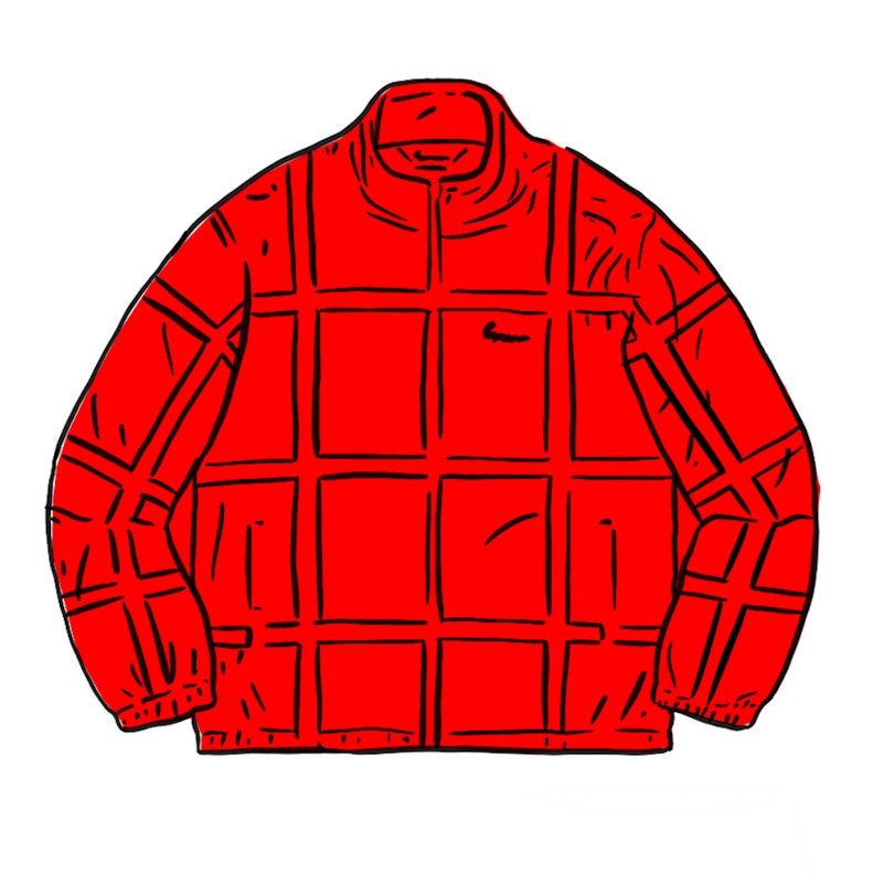 Supreme Grid Taping Velour Jacket Red