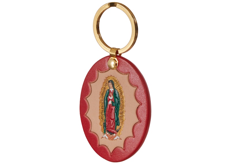 Supreme Guadalupe Leather Keychain Red