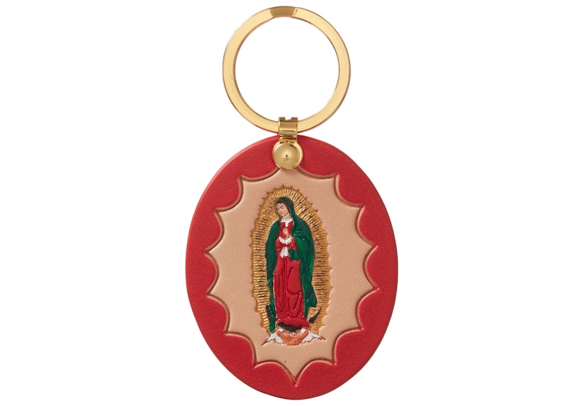 Supreme Guadalupe Leather Keychain Red