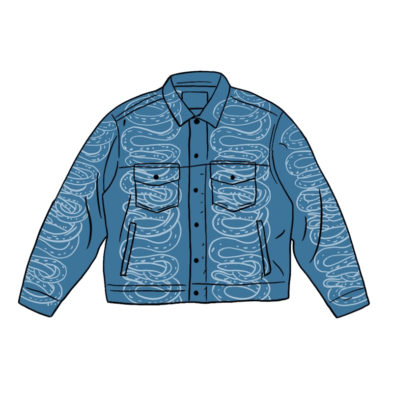 Supreme HYSTERIC GLAMOUR Snake Denim Trucker Jacket Blue