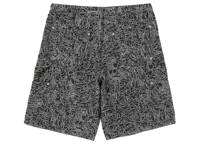 Supreme Handwriting Double Knee Denim Short Black