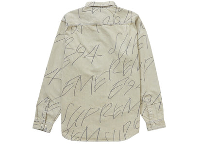 Supreme Handwriting Jacquard Denim Shirt Dirty