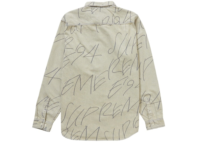 Supreme Handwriting Jacquard Denim Shirt Dirty