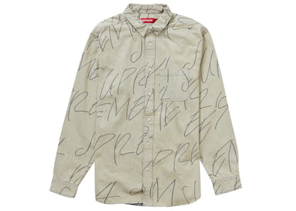 Supreme Handwriting Jacquard Denim Shirt Dirty