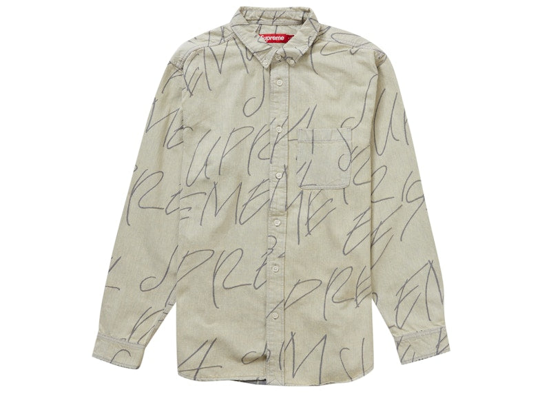 Supreme Handwriting Jacquard Denim Shirt Dirty
