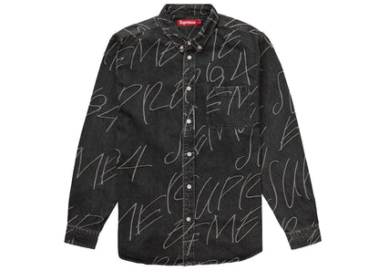 Supreme Handwriting Jacquard Denim Shirt Washed Black