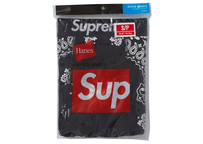 Supreme Hanes Bandana Boxer Briefs (2 Pack) Black