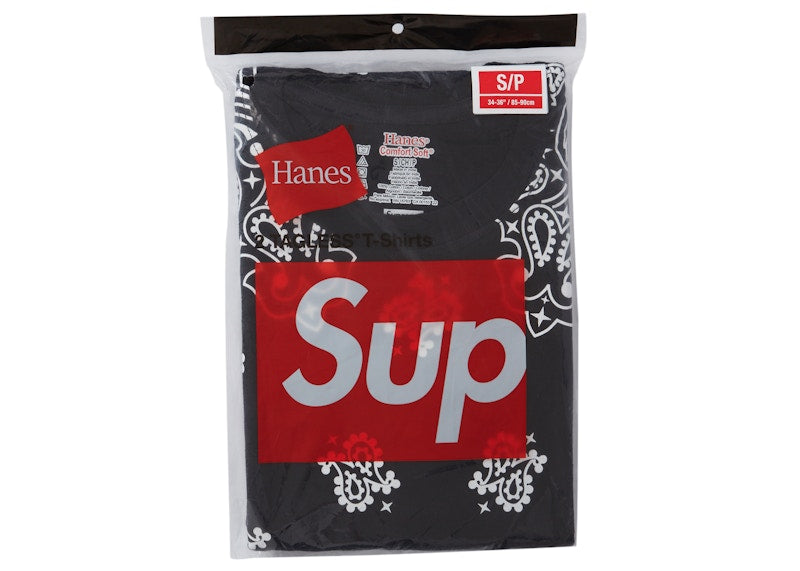 Supreme Hanes Bandana Tagless Tees (2 Pack) Black