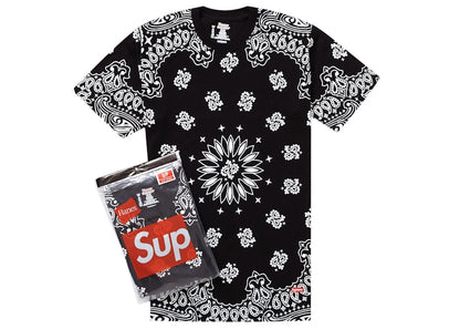 Supreme Hanes Bandana Tagless Tees (2 Pack) Black