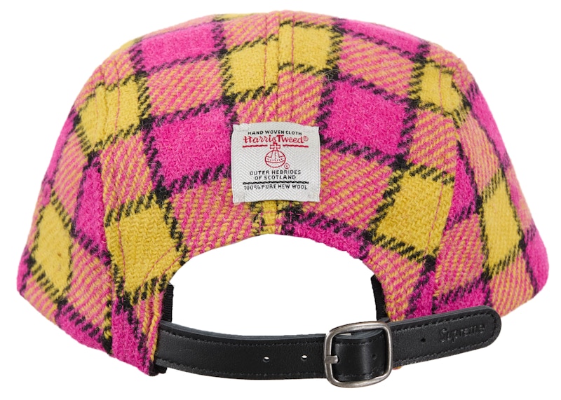 Supreme Harris Tweed Camp Cap Pink Plaid