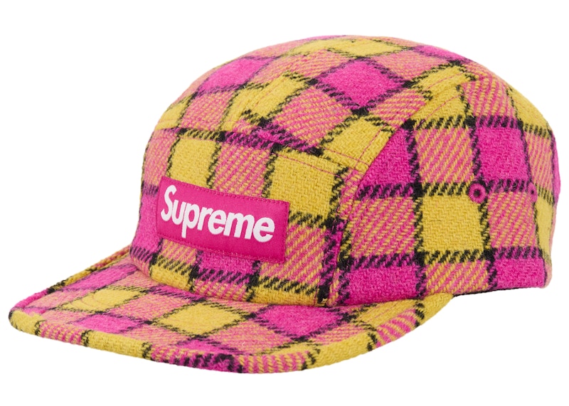 Supreme Harris Tweed Camp Cap Pink Plaid