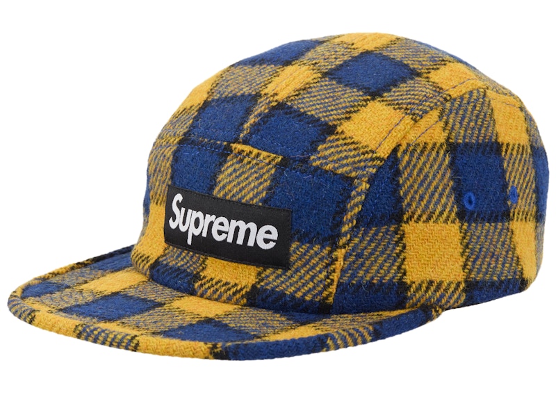 Supreme Harris Tweed Camp Cap Yellow Plaid