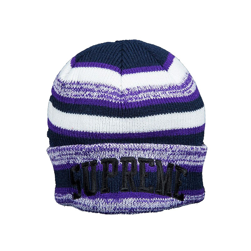 Supreme Heather Stripe Beanie Purple
