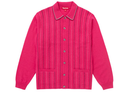 Supreme Herringbone Cardigan Pink