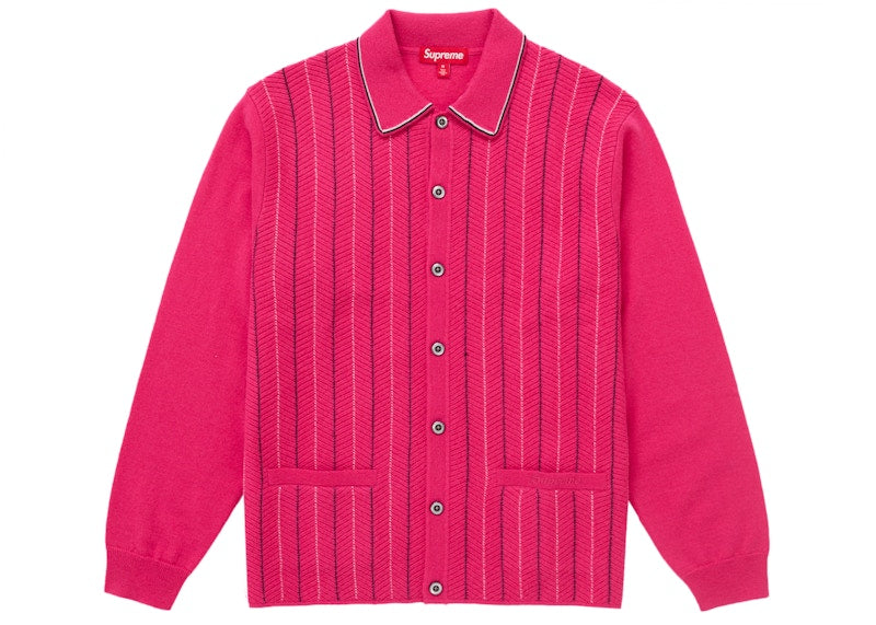 Supreme Herringbone Cardigan Pink