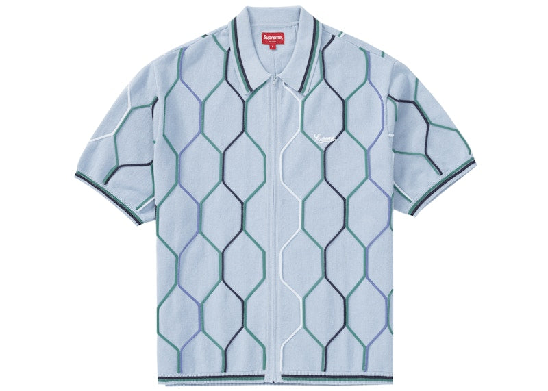 Supreme Hex Zip Up Polo Blue