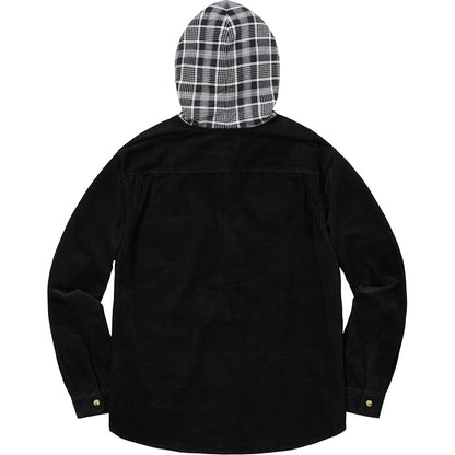 Supreme Hooded Color Blocked Corduroy Shirt Black/Gray