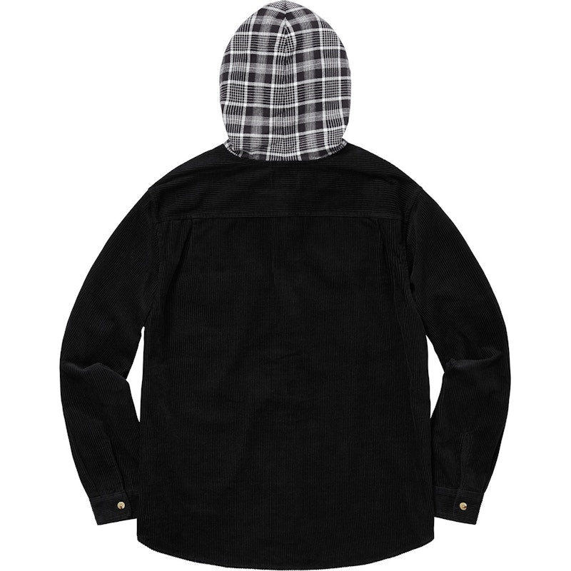 Supreme Hooded Color Blocked Corduroy Shirt Black/Gray